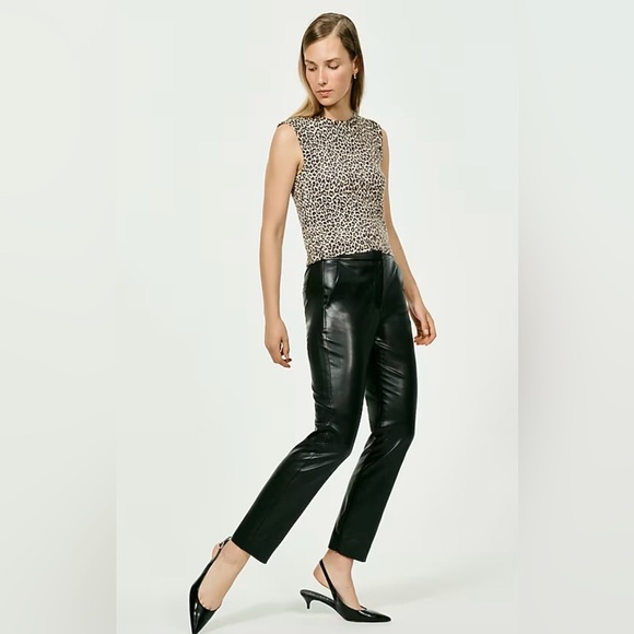 NWT!! 🖤 BEST SELLER!! J.Crew Kate straight-leg pant in faux leather, Size 2 - Picture 1 of 10